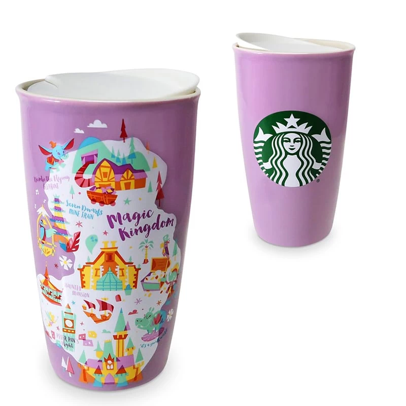 Disney Ceramic Travel Tumbler - Starbucks Park Map - Magic Kingdom 3 Disney Ceramic Travel Tumbler - Starbucks Park Map - Magic Kingdom