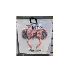 Disney Iron On Patch- PATCHED - Minnie Ear Headband - Pink And Silver